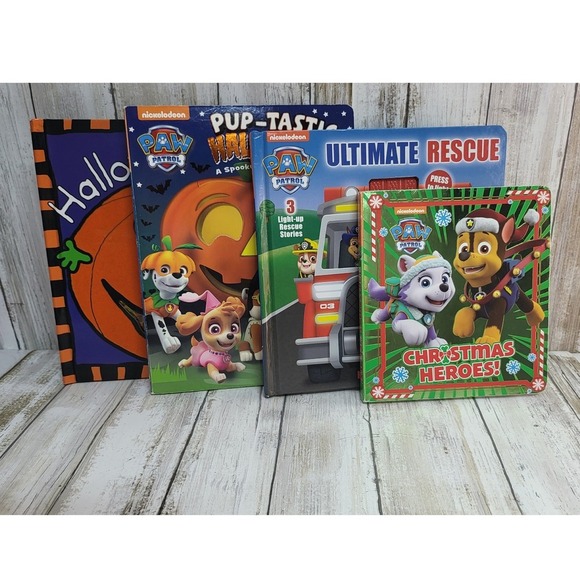 4 Paw Patrol Halloween Christmas Sound Books Lot Funny Faces Jack Bundle - Picture 4 of 5